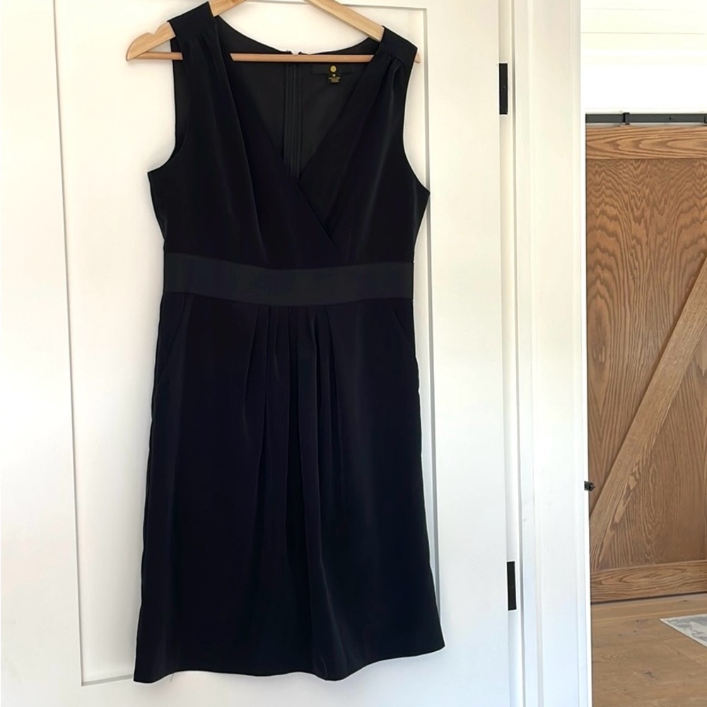 Moon (Hudson’s Bay) Black V-Neck Pleated Little Black Dress, Medium